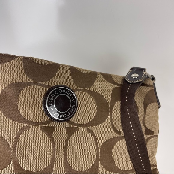 Coach Signature Monogram Crossbody Shoulder Bag Brown Medium Size - Picture 11 of 13
